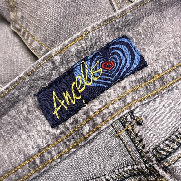 y2lk vintage grunge Angels womens straight jeans sz 13 mid rise gray stretch - Picture 12 of 12